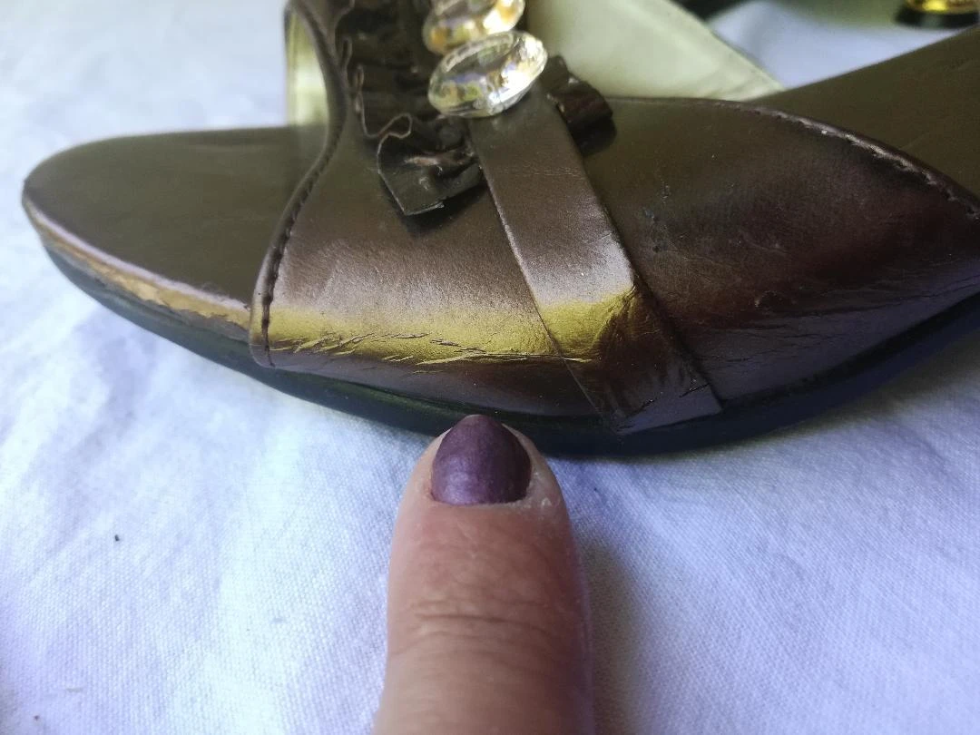 Mules cor Bronze de salto médio dourado tamanho 38 (imperfeições) – photo 14